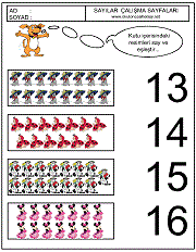 okul öncesi kutudaki resim sayısı ile karşısındaki sayıları eşleştir